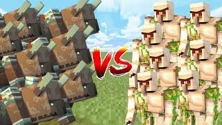 100 RAVAGERS vs 100 IRON GOLEMS in Minecraft Mob Battle