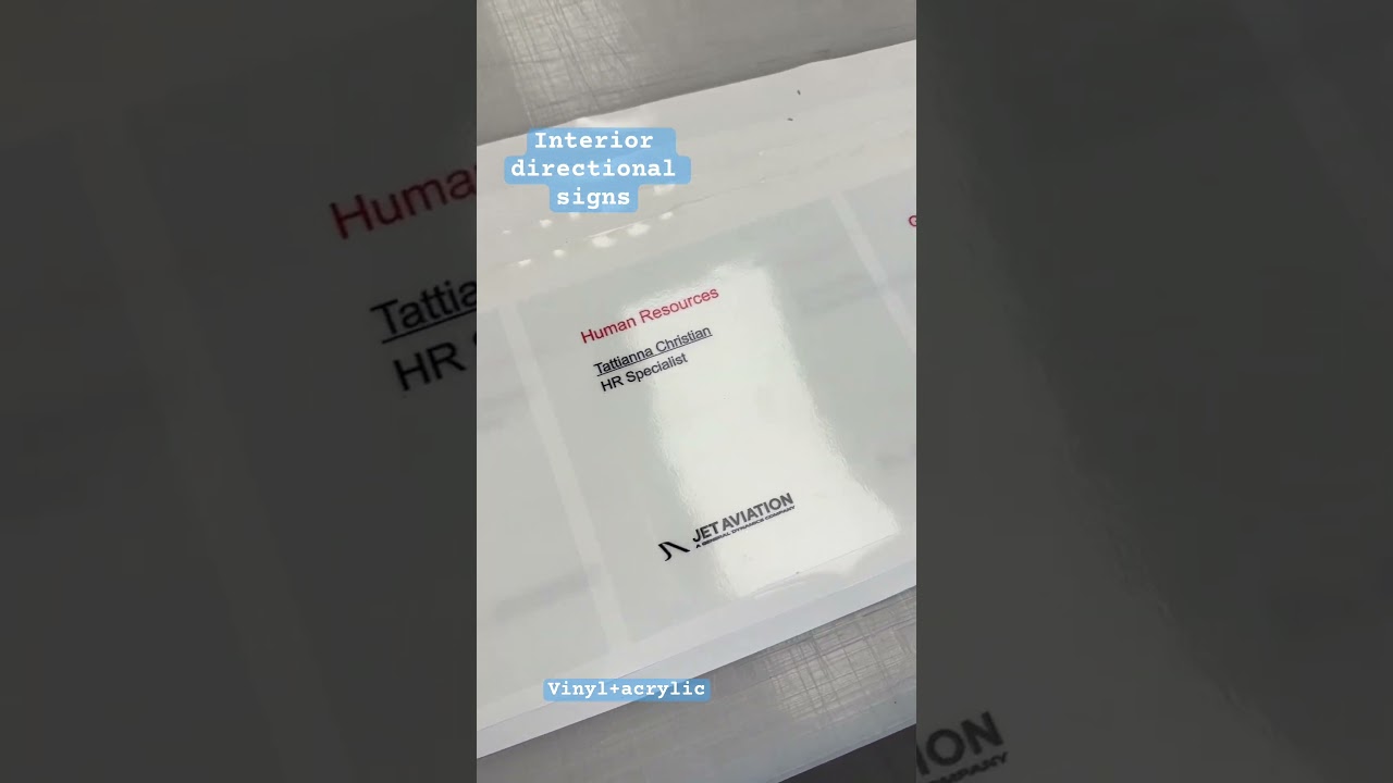 Custom acrylic directional signs with applied vinyl 