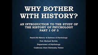 P182 Intro to History of Psych 1 of 3