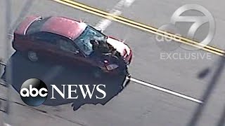 Car strikes person riding scooter during California police chase