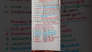 Answers of Practice Set On Antonyms # Very useful and important for practice# Ghosh Tutorial #
