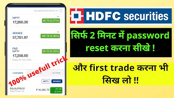 How to login HDFC SECURITIES first time || forget password || first time trade || intraday trading