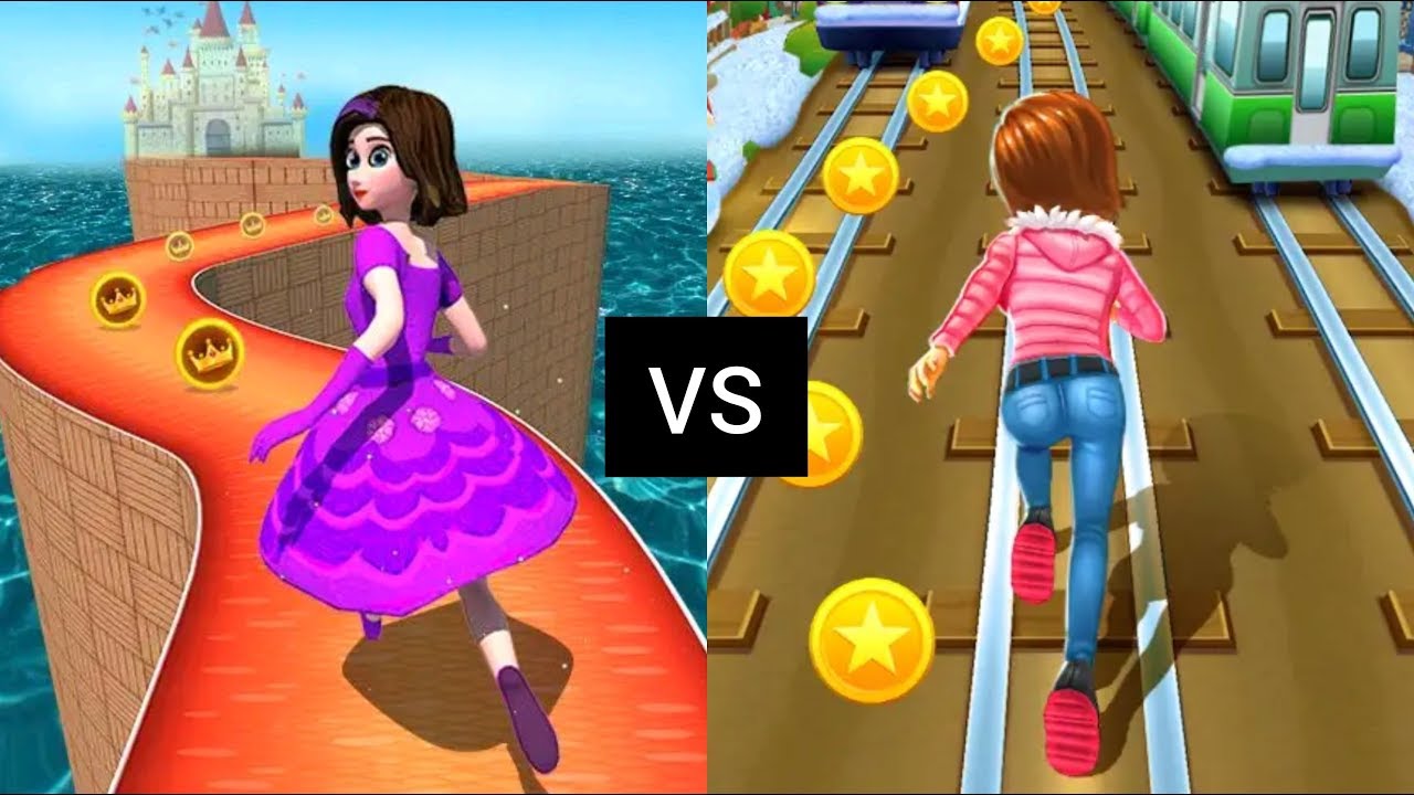 Subway Princess Runner VS Princess Run 3D - Girls Run | Android/iOS ...