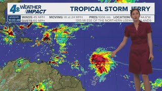Tuesday Noon Tropical Update: Jerry forms, spot in Gulf not likely to develop