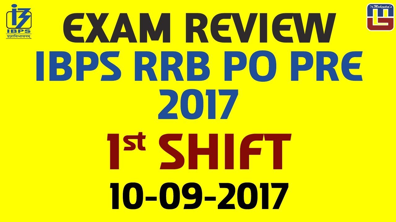 Exam Review With Cut Off | IBPS RRB PO PRE 2017 | 10 September-Ist  Shift