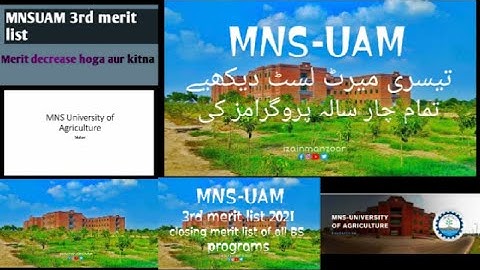 third merit list MNS-univeristy of agriculture multan 2021 || All BS programs merit list mnsuam