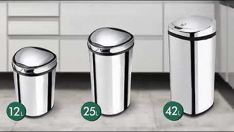 Lixeiras em aço inox, com tampa acionada por sensor de presença - Lixeiras Automáticas
