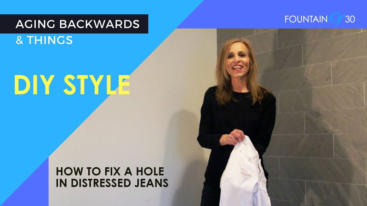 DIY Style: How to Fix A Hole In Distressed Denim Jeans - YouTube