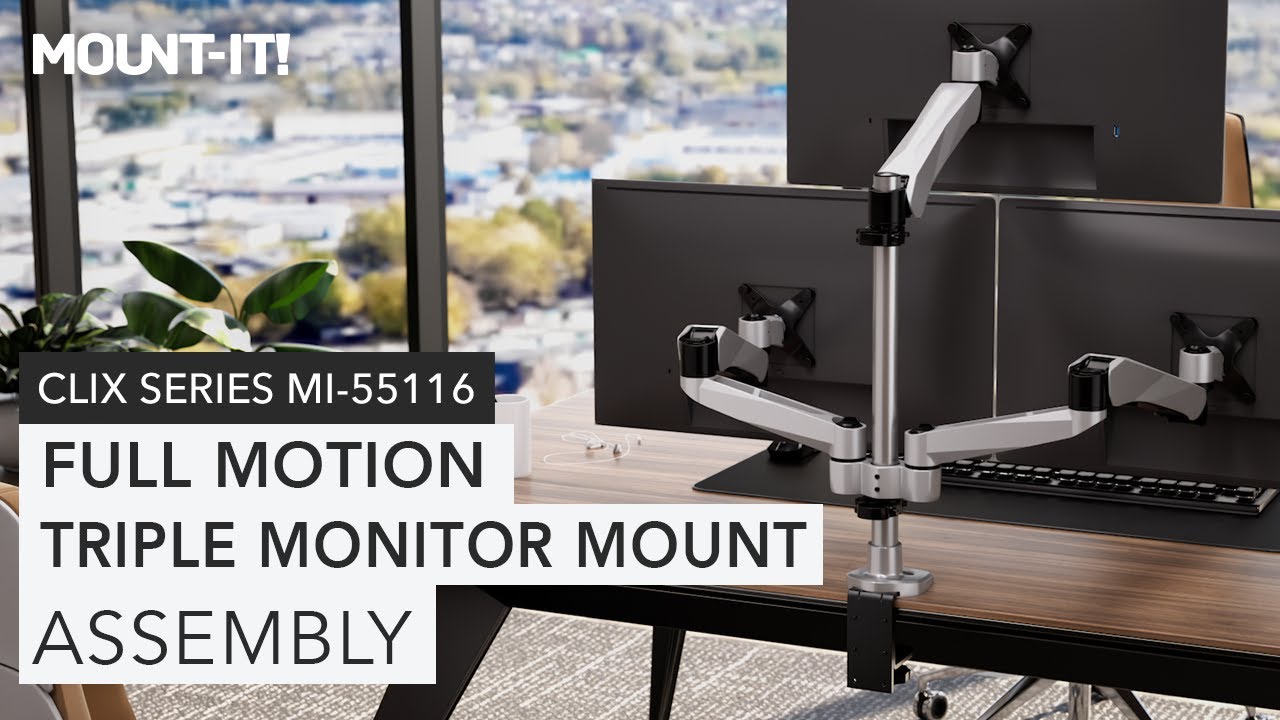 Full Motion Triple Monitor Mount with Gas Spring | MI-55116