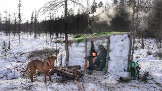 Bushcraft Winter Camping Alone In Warm Survival Snow Shelter Woodstove Inside Cowboy Coffee & Steak