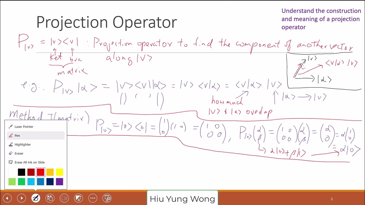 L7 Projection Operator, Measurement, Hilbert Space and Tensor Product