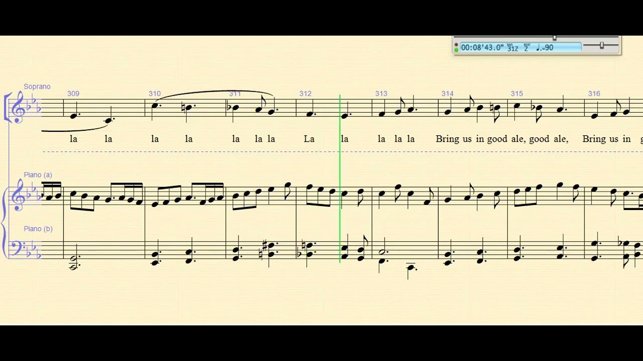 Sopranos.  A Wassail to Keep out the Cold.  Third Section.  Bring us in Good Ale.  Rehearsal.