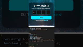 Modern OTP Verification Page using HTML & CSS 🔥