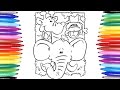 Animals Coloring Pages | Learn How to Color Monkey Elephant and Giraffe | Colouring Videos for Kids