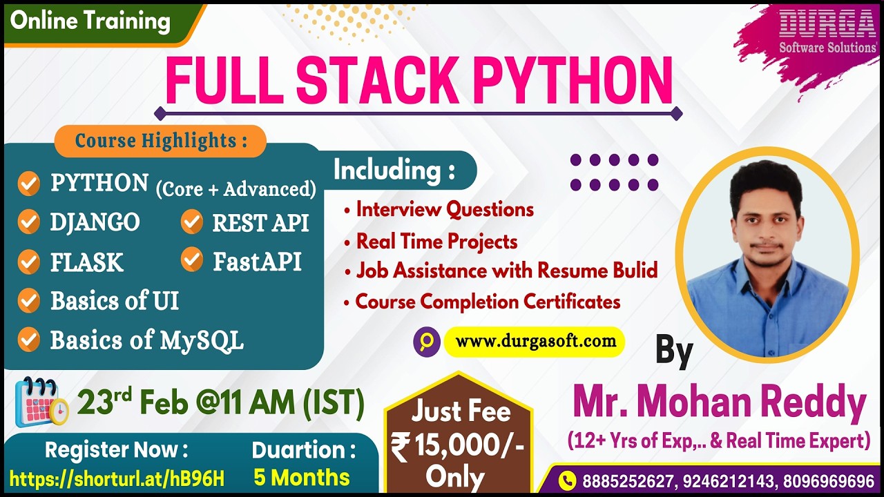 FULL STACK PYTHON Online Training @ DURGASOFT - YouTube