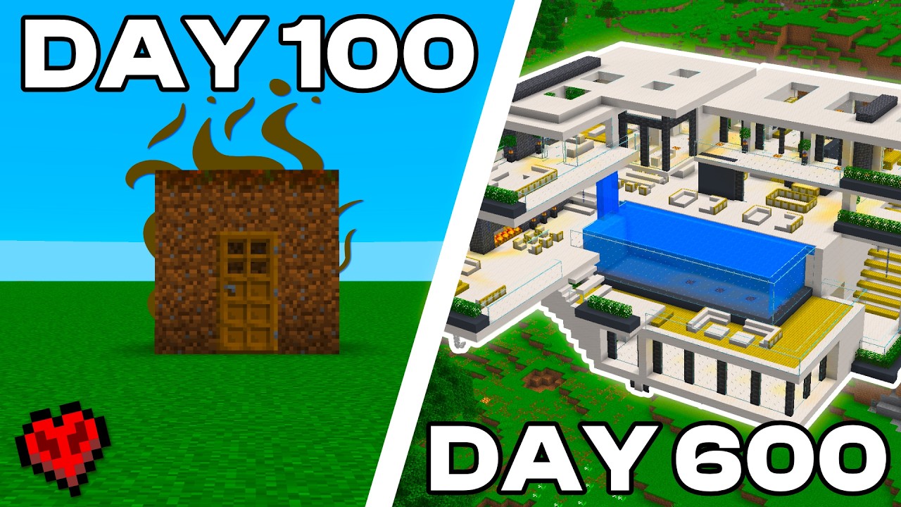 ⁣I Spent 200 Hours Building a MEGA Mansion in Hardcore Minecraft