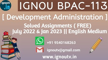 IGNOU BPAC-113 Solved Assignment July 2022 & Jan 2023 [FREE] || IGNOU BAPAH || IGNOU TV || IGNOU ||