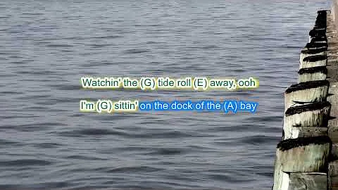 Sittin' on the Dock of the Bay by Otis Redding play along with scrolling guitar chords and lyrics