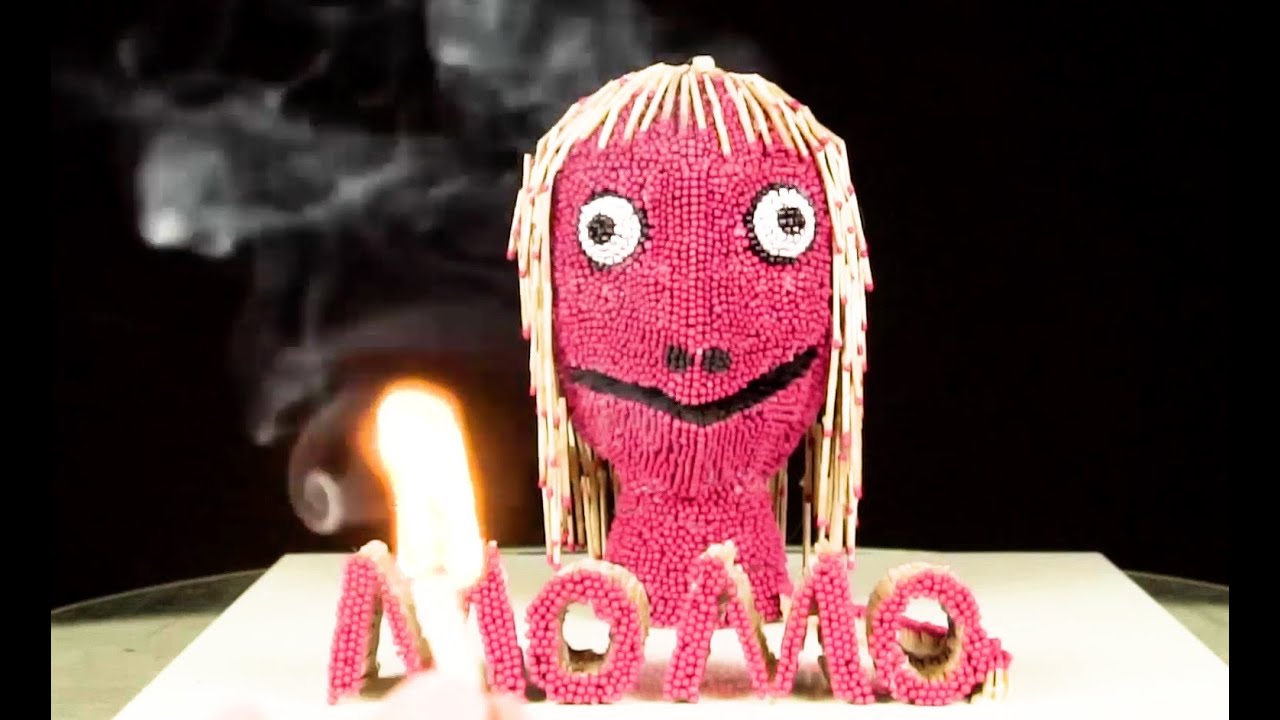 I Tried Turning 27,000 Matchsticks into Momo 🖤 Amazing fire domino