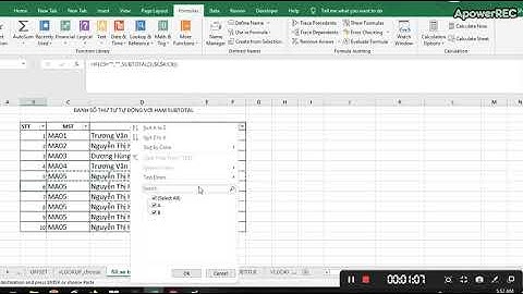 ĐÁNH SỐ THỨ TỰ TỰ ĐỘNG TRONG EXCEL VỚI HÀM SUBTOTAL