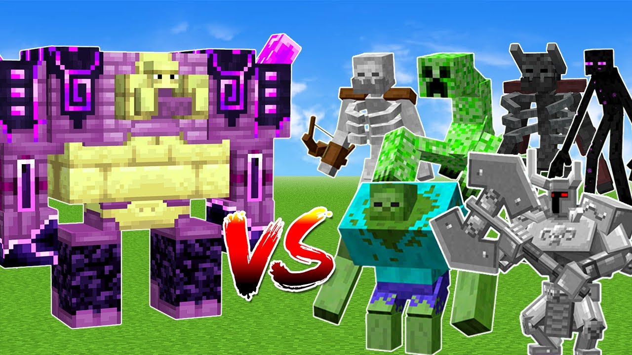 ENDER GUARDIAN vs Every Mob in Minecraft x100 - ENDER GUARDIAN vs all Minecraft  Mobs 1v100 