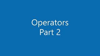 Lesson 03 - Operator (Part 2) - Operator Precedence