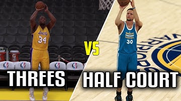 HOW MANY HALF COURT SHOTS CAN STEPH CURRY MAKE BEFORE SHAQ CAN HIT A THREE? NBA 2K17!