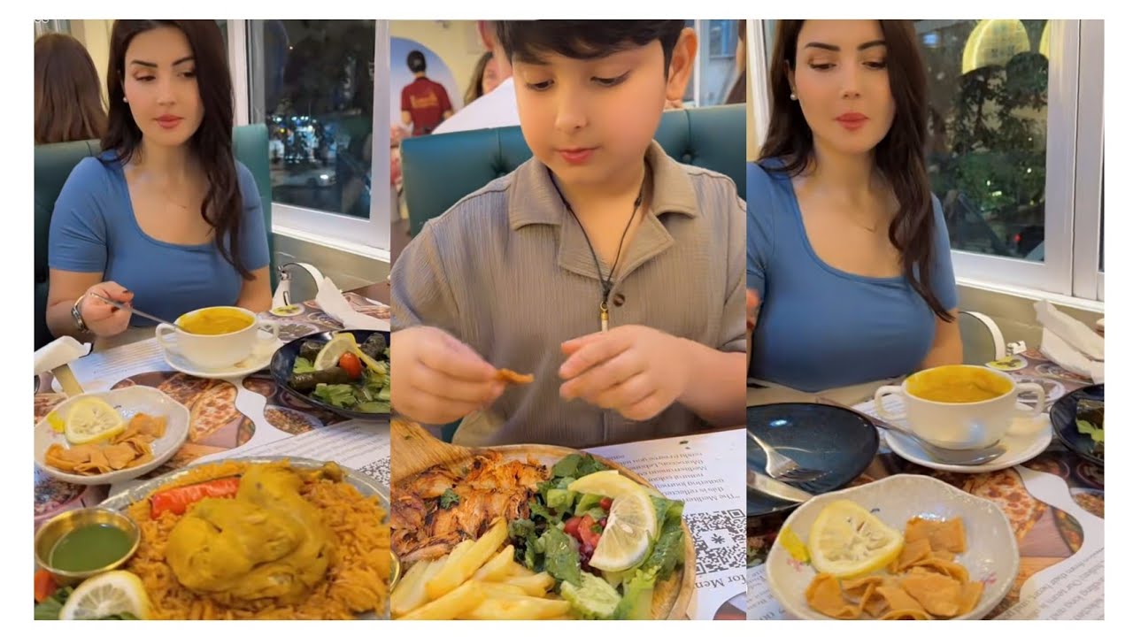 نور وعصام  عم يتعشو منسف سعوديه  في  مطعم تركي عشاء  فاخر 😋😋