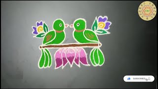 Easy 66 Dot Parrot Rani Designpulli Kolangalsimple Kolam