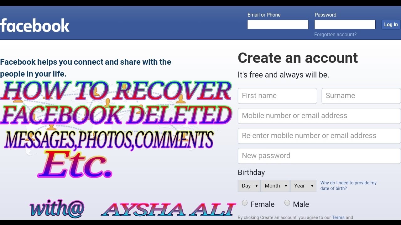 how to recover facebook deleted message, and photos Full HD - YouTube