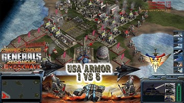 Command & Conquer Generals Shockwave - Usa Armor General 1 vs 5 HARD Generals Gameplay P4