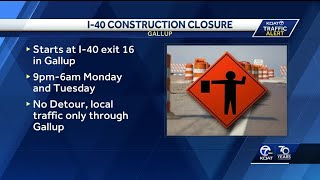 I-40 road closure in Gallup
