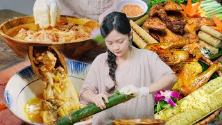 Download Lagu Authentic Northwestern-style Grilled Chicken Marinade Recipe, Rice Served in Bamboo Tubes MP3