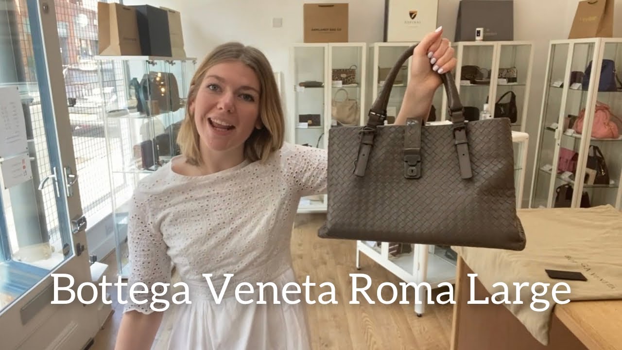 Bottega Veneta Roma Handbag in Brown Intrecciato Leather