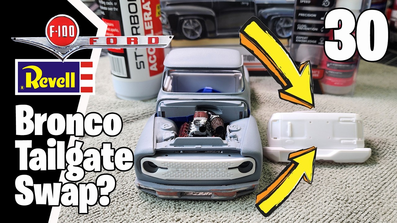 Ford FD-100 Model Truck Build – Episode 30 | Bronco Tailgate Swap & Strut Towers!