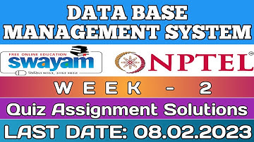 Data Base Management System || NPTEL Week 2 assignment answers || #nptel #skumaredu