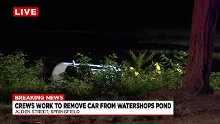 Emergency crews pull car from Watershops Pond in Springfield