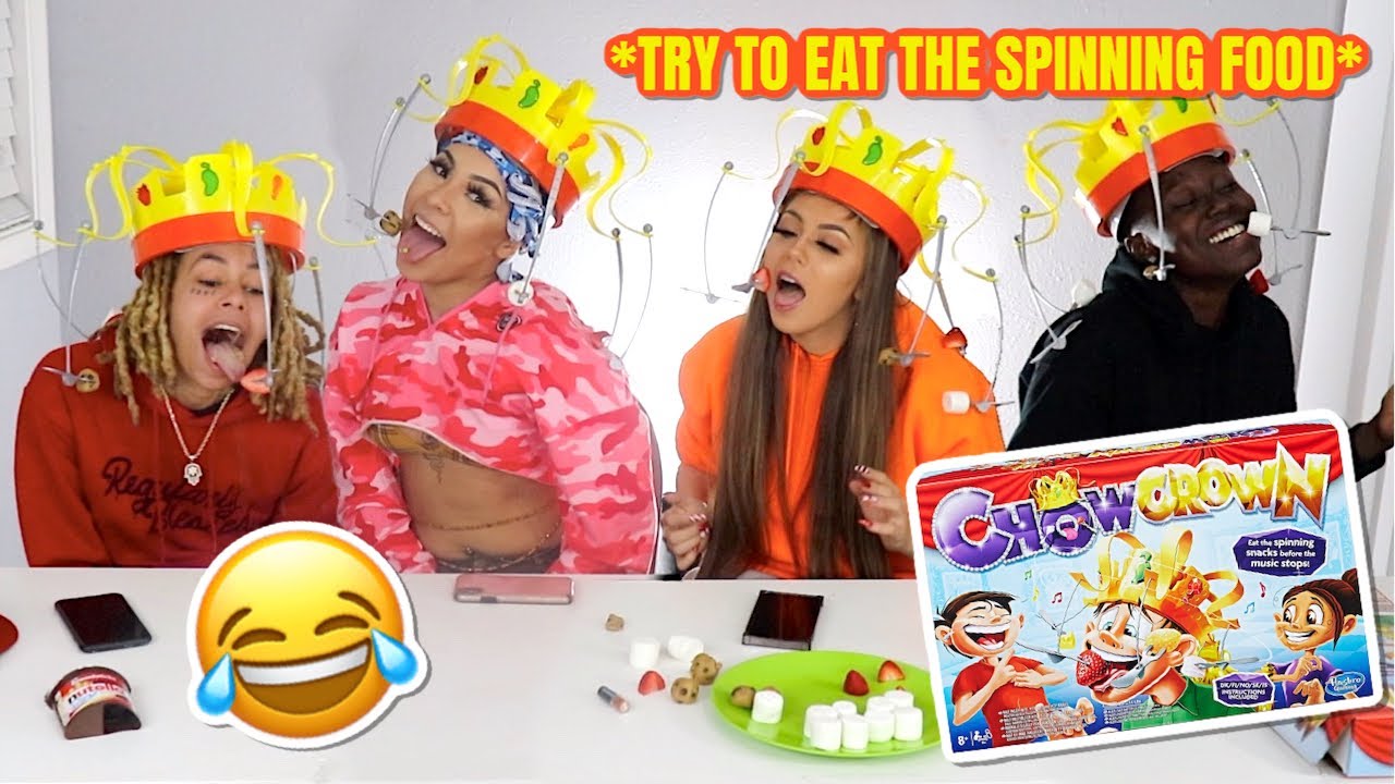 TRY TO EAT THE SPINNING FOOD FT. HEAVEN MARINA, CB, PRIMETIME | CHOW CROWN CHALLENGE