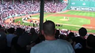 Jason Varitek throwing out the first pitch to Tim Wakfield.