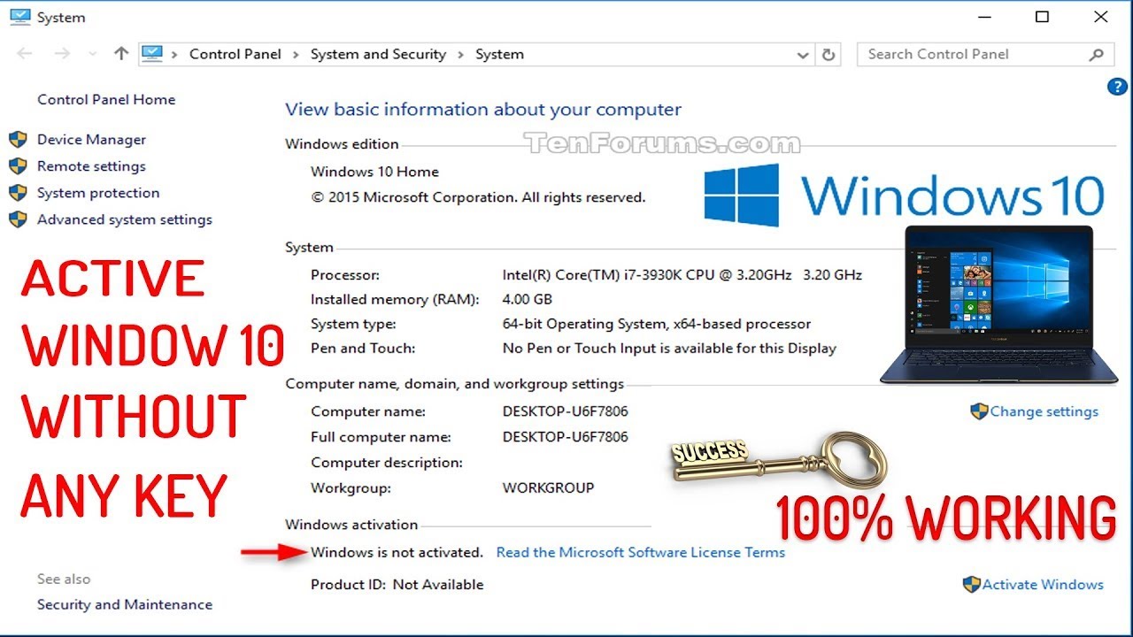 Activate Windows 10 without product key using  cmd : No software used in this process