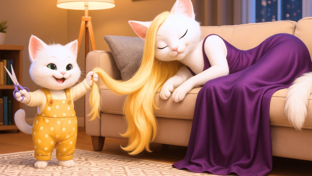 Mischievous little cat cut mother's hair 😭✂️✂️and then made new one 💇🏻‍♀️😭