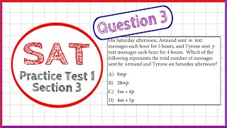 SAT Paper Practice Test 1 - Section 3 - Question 3 - Math, No Calculator