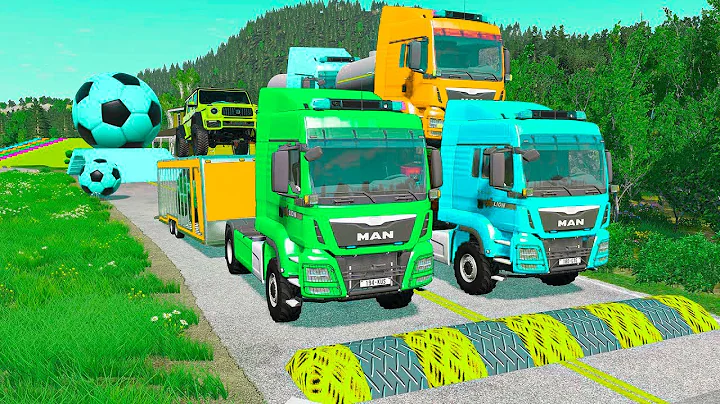 Big & Small Police Cars with Slide Color and Portal Trap - Police Truck Rescue Cars - BeamNG.Drive