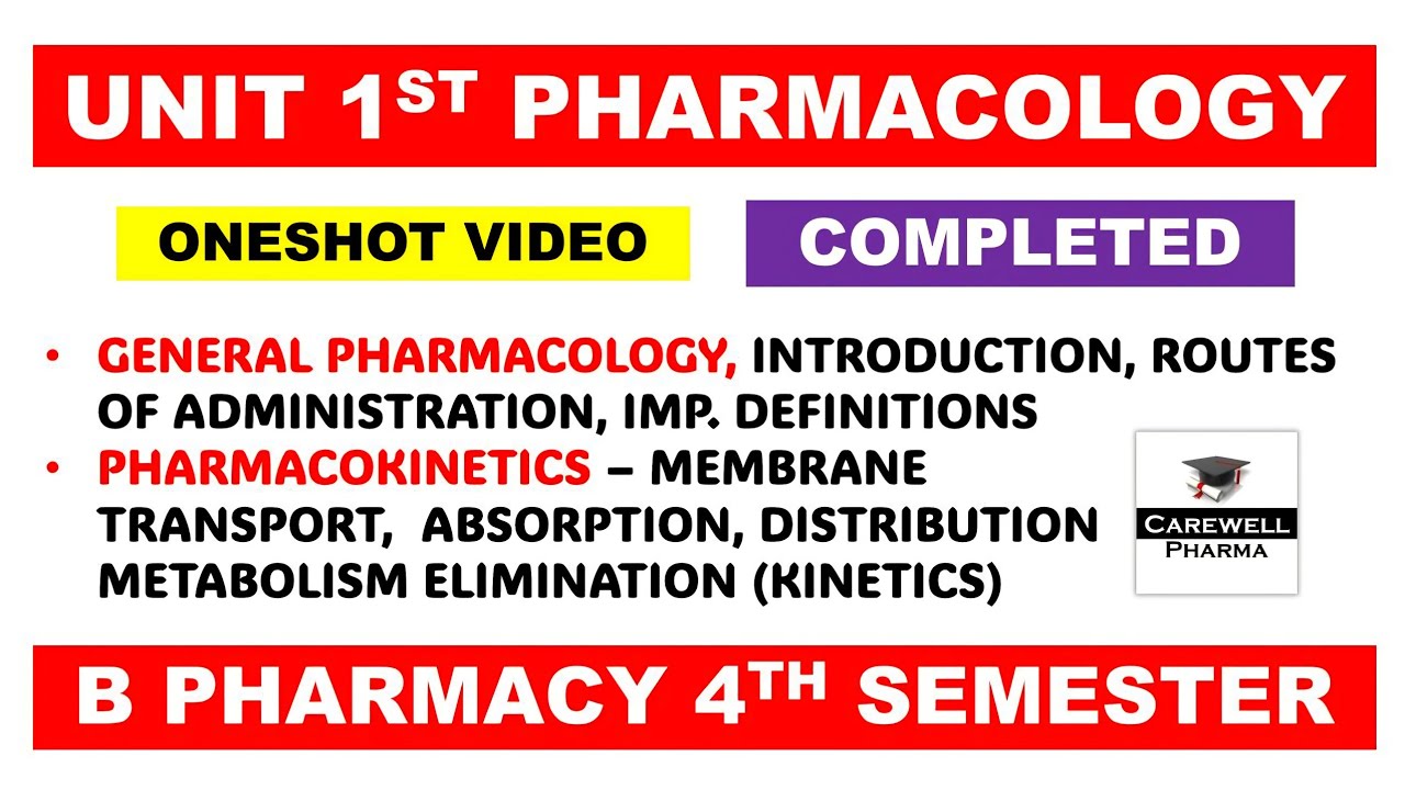 Unit 1 Complete || Pharmacology 4th semester || General Pharmacology || Pharmacokinetics || Carewell