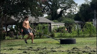 DIY tire sled - Backwards sled drag - kneesovertoesguy inspired