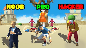 Squid Challenge - survival game Gameplay - NOOB vs PRO vs HACKER (iOS/Android)