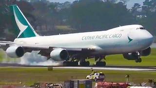 CX Cargo B747-8F Firm/Smoky Touchdown At AKL