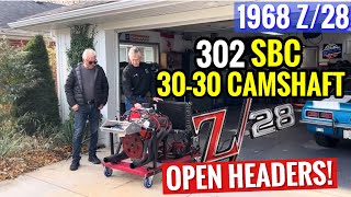 1968 CAMARO Z/28 302 BUILD! OPEN HEADER STARTUP! 30-30 NOSTALGIA PLUS CAMSHAFT