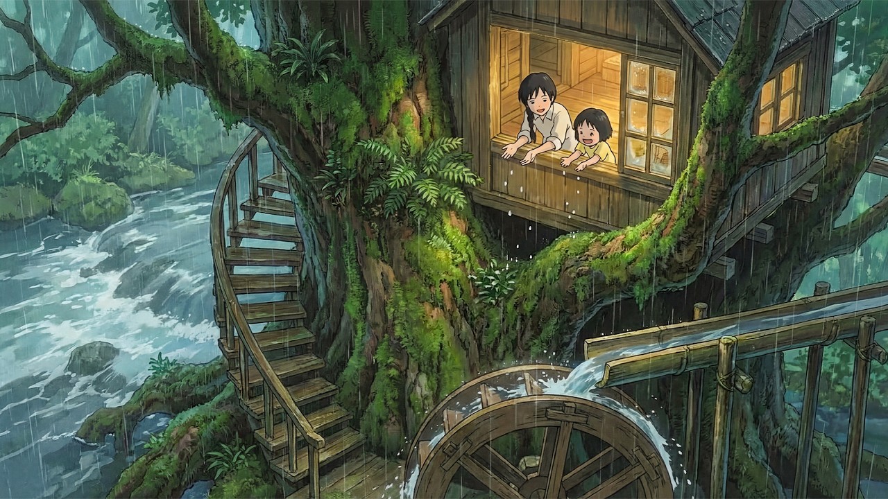 Living in a Giant Treehouse 🌳 Crafting a Glowing Resin Lamp & Mushroom Soup | Ghibli-Style ASMR