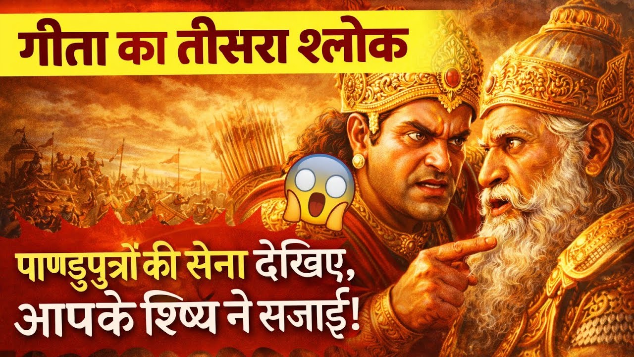 गीता का तीसरा श्लोक | गुरु और शिष्य के बीच मनोवैज्ञानिक युद्ध | अध्याय 1